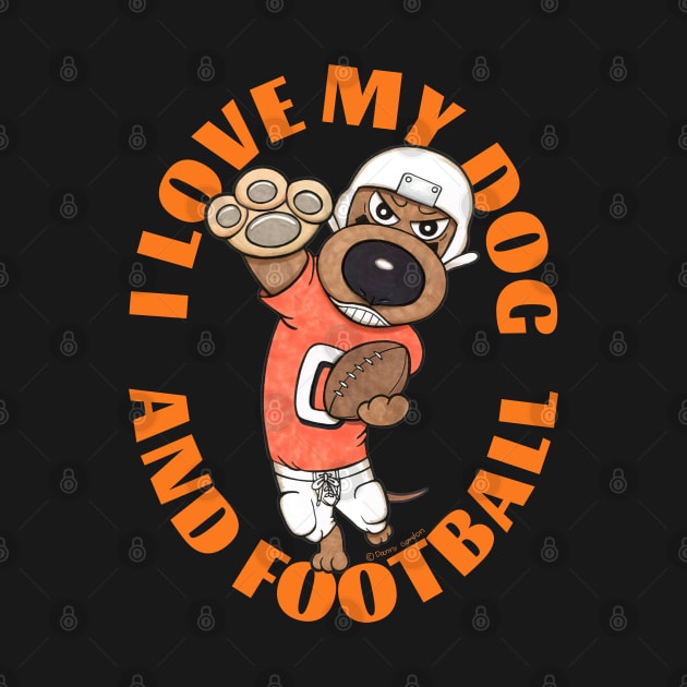 Cute Funny Doxie Dachshund Dog Football Player by Danny Gordon Art