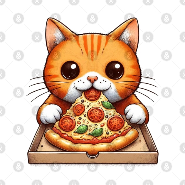 Cat Eating Pizza by PetitMuseau