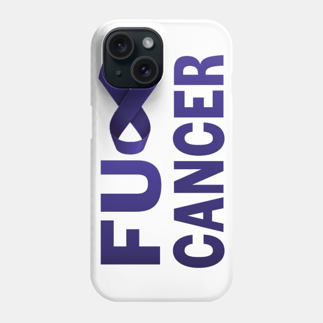 Fuck Cancer (Blue Ribbon) Phone Case by treszure_chest