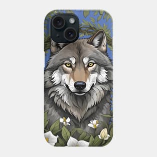 Minnesota Wolf Surrounded By Lady's Slipper Flowers 1 Phone Case