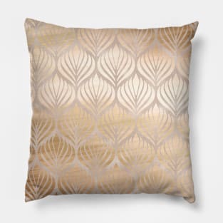 Gold Metallic Ocean Seashells Pattern Pillow