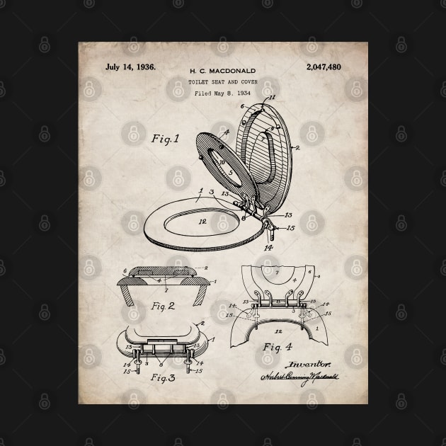 Toilet Seat Patent - Bathroom Art - Antique by patentpress