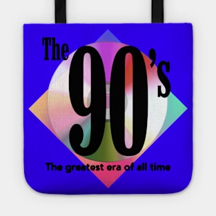 The 90's The Greatest Era of All Time Nostalgic Grunge CD Colorful Graphic Tote