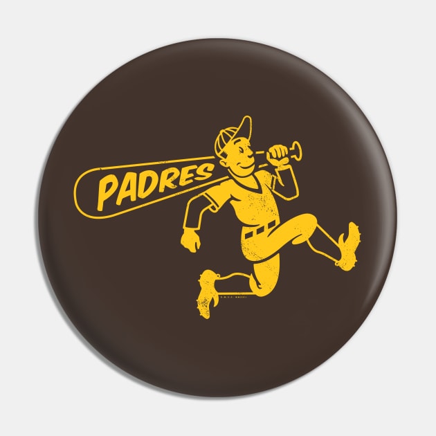 Vintage Running Baseball Player - San Diego Padres (Yellow Padres Wordmark)  - San Diego Padres - Pin