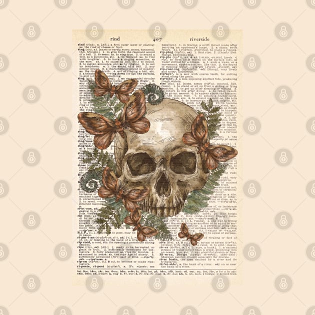 Vintage human anatomy- human skull with flowers by Dr.Bear