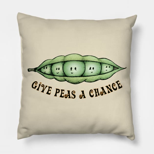Give peas a chance Pillow by mangulica