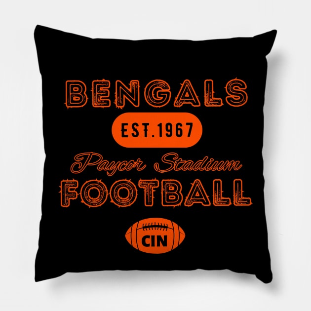 Cincinnati Football Vintage Style Pillow by Borcelle Vintage Apparel 