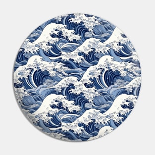 Ephemeral Crests: Hokusai Waves Reimagined Pin