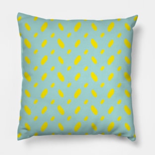 Yellow abstract vector shapes over turquoise Pillow