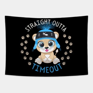 Straight Outta Timeout Cute and Smart Cookie Sweet little tiger in a hat cute baby outfit Tapestry