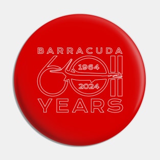 60th Anniversary - Barracuda Text Design (Reverse on Red) Pin