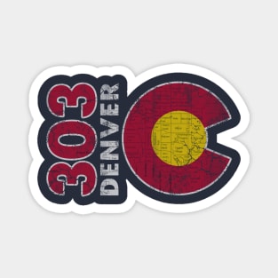 Retro 303 Denver Flag Map Colorado Home Magnet