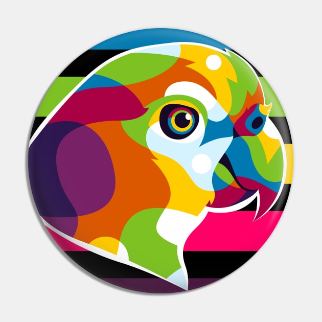 Colorful Parrot Pop Art Pin by wpaprint