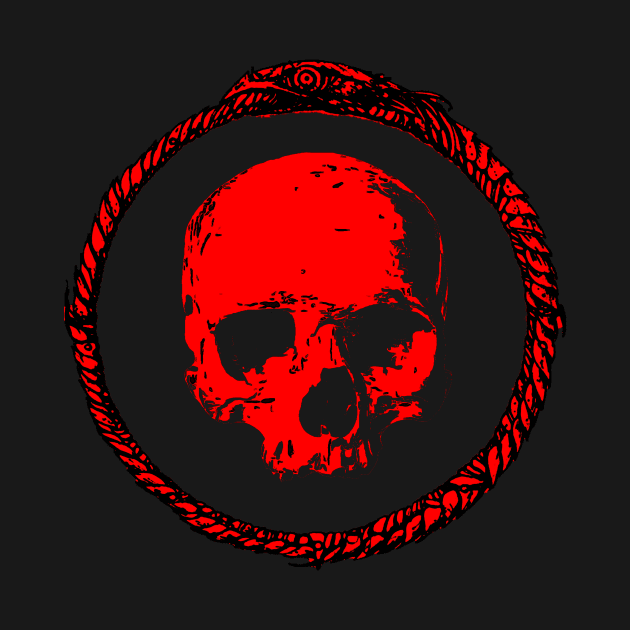 Skull Ouroboros Red by BarrySullivan