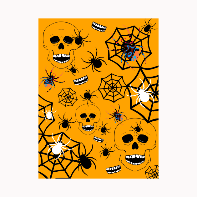 HALLOWEEN  Skeleton And Spiders by SartorisArt1