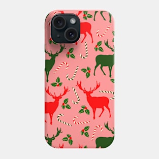 pink christmas reindeers Phone Case