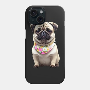 Charming Pug Puppy in Floral Bib Phone Case