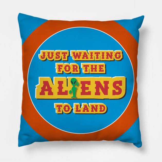 Funny UFO Just Waiting For The Aliens To Land Lover Fan Pillow by AHBRAIN