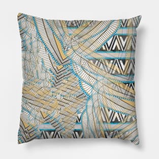 The Afterlife - Ancient Egyptian - Ma'at Wings - Black and White Triangles Pillow