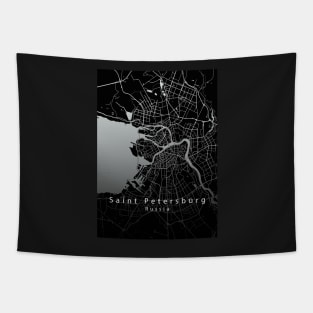 Saint Petersburg Russia City Map dark Tapestry