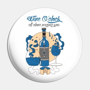 Blue and Grey Wine O'Clock Pin