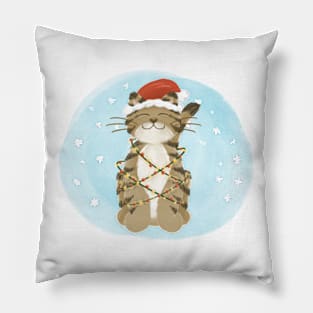 Merry Christmas cat with Santa hat Pillow