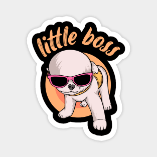 Cute Dog with glasses Little Boss ! Magnet