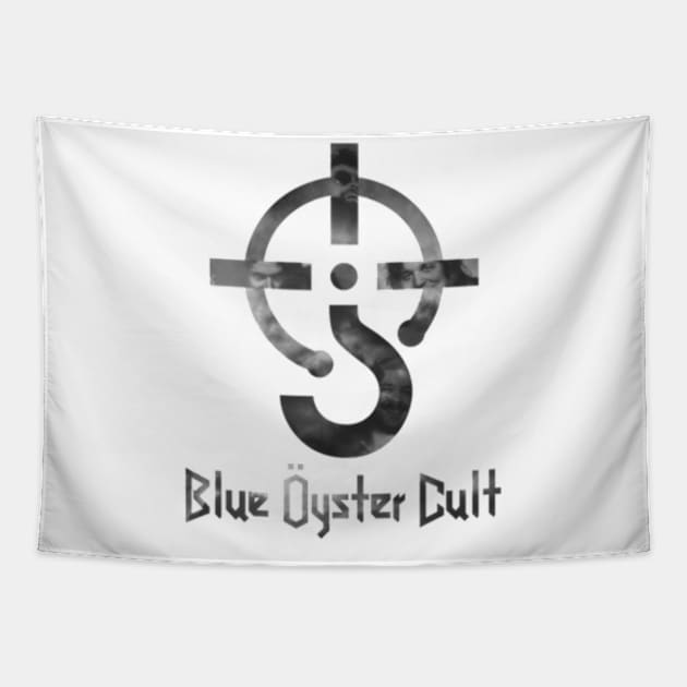 Blue oyster cult black and white with text Tapestry by perdewtwanaus