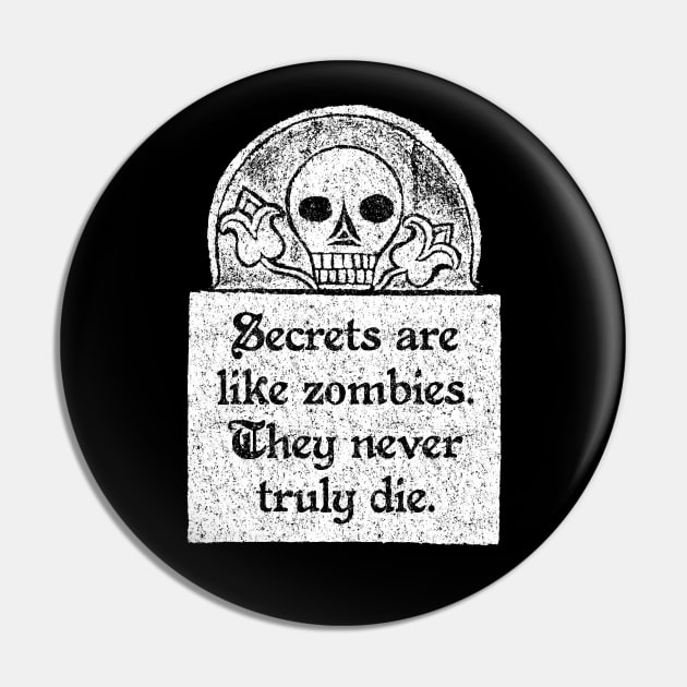 Secrets Are Like Zombies, Wednesday Addams Quote Pin by MotiviTees