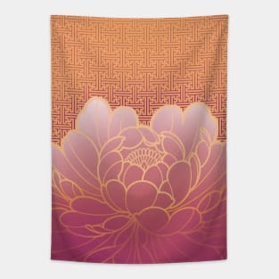 vintage peony flower and sacred geometry pattern Tapestry