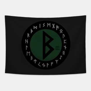 Green Berkana Futhark Rune Symbol Tapestry