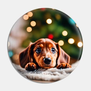 Cute Christmas Dachshund Puppy Pin