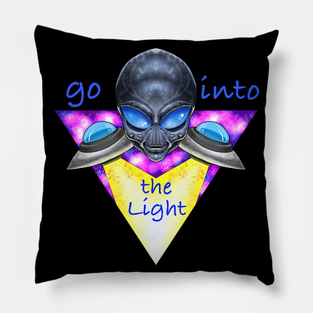 Alien Go into the light Pillow by artnsoul79