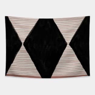 Boho Aesthetic Geometric Pattern in Clay Pink and Black Tapestry