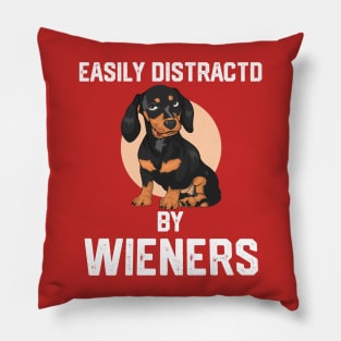 funny easily distracted by wieners Pillow