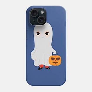 Halloween Kid dressed as ghost holding Phone Case