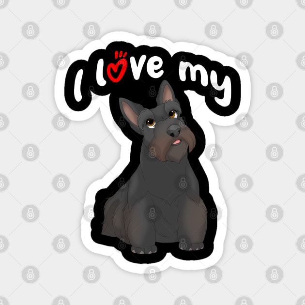 I Love My Black Scottish Terrier Dog Magnet by millersye