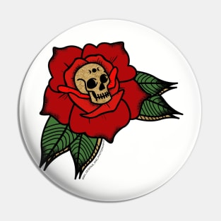 Skull Rose Rebellion Pin