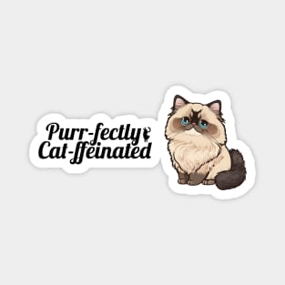 Himalayan Cat Purr-fectly Cat-ffeinated Magnet