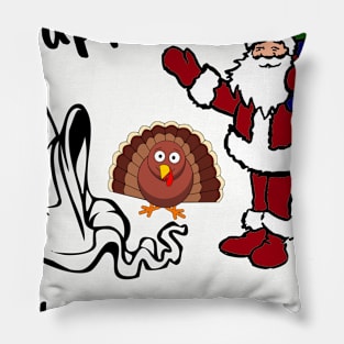 Happy Halloween Thanksgiving Christmas, Hallow-Thanks-Mas Pillow