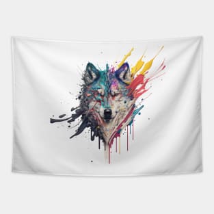 Wolf Splash Art: Colorful Fantasy Painting #2 Tapestry