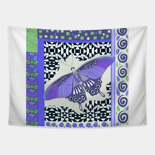 Blue Decorative Butterfly Tapestry by Suneldesigns