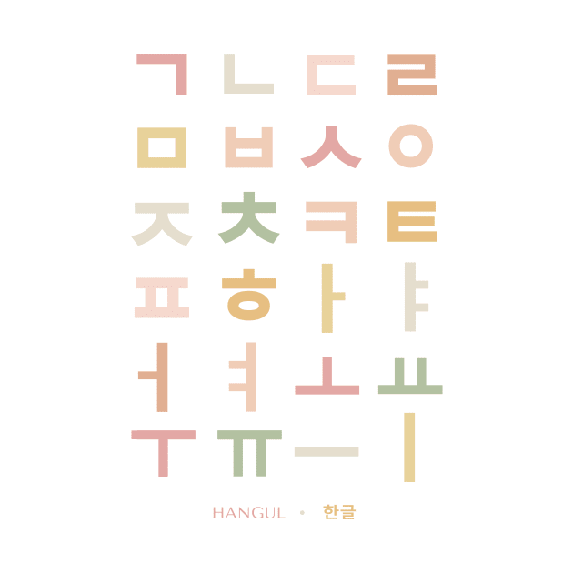 Boho Hangul Alphabet, Korean Language Chart by typelab