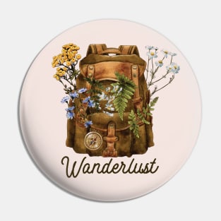 Wanderlust Floral Backpack Pin