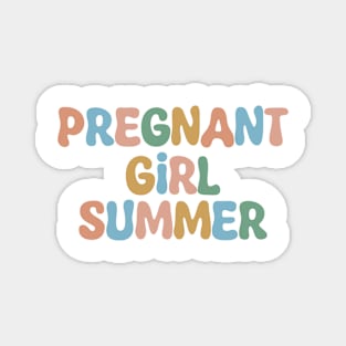 Groovy Pregnant Girl Summer Summer Pregnancy Announcement Magnet