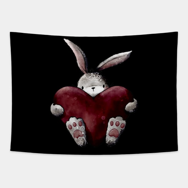 Gothic Emo Love Bunny Tapestry by Lucia