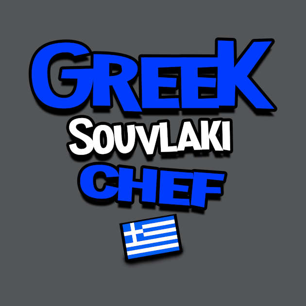 Greek souvlaki Chef. Greek flag by Jakavonis