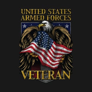 United States Armed Forces Veteran Shield with Eagle and Flag T-Shirt