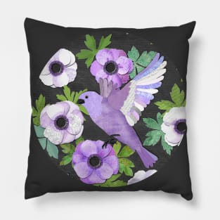 Purple Paper Anemone Collage Pillow