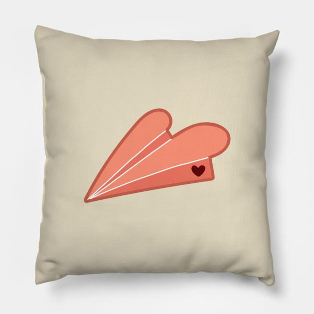 Heart Paper Plane Pillow by vpessagno